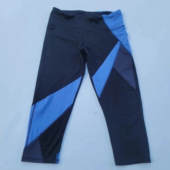 CHAMPION DUO DRY Black Blue SOFT STRETCH LEGGINGS Cropped SIZE M - Picture 1 of 6